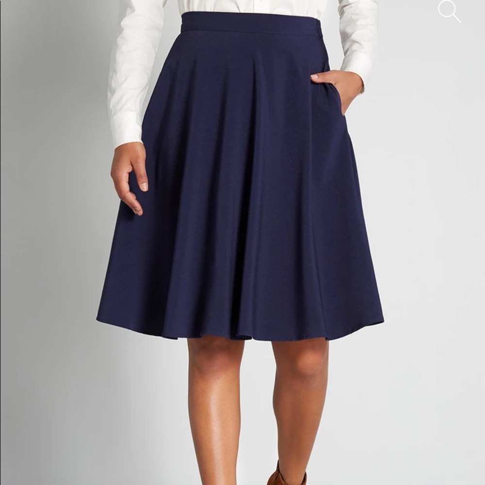Navy blue midi skirt